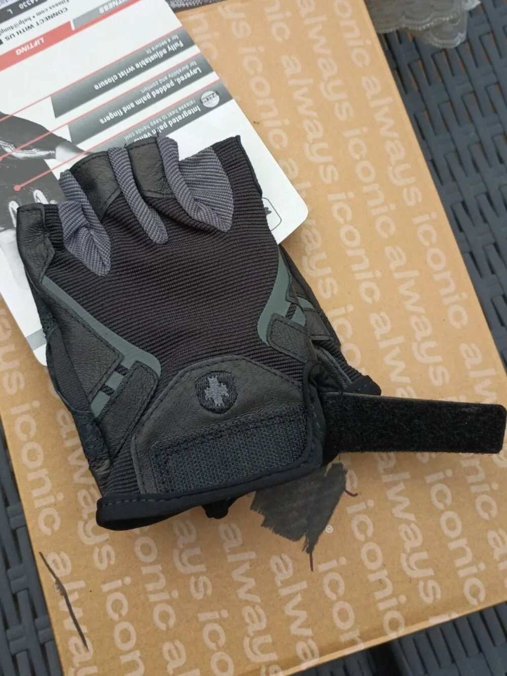 Harbinger Pro Strength Lifting Gloves (real leather palm), L, black/gray, New